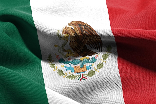 3D illustratie close-up vlag van Mexico