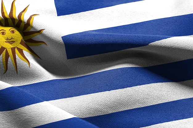 3D illustratie close-up vlag van Uruguay