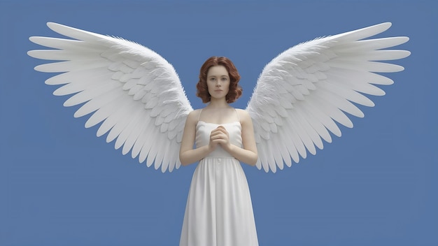 3d-illustratie engelenvleugels witte vleugelveren isoleren op witte achtergrond