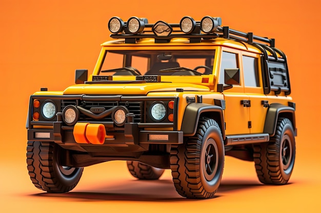 3D illustratie jeep auto op geïsoleerde achtergrond