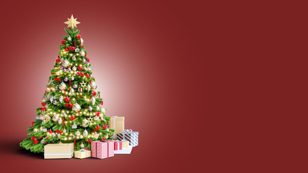 3D illustratie Kerstboom en Gift Box 3D Render