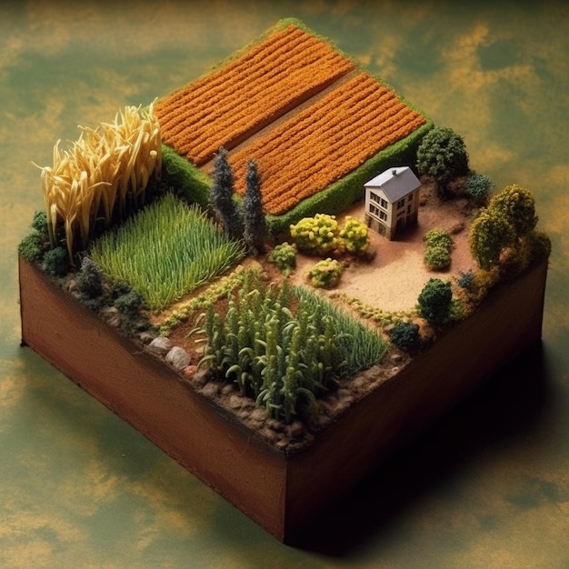 3d-illustratie landbouw landbouw in het landschap