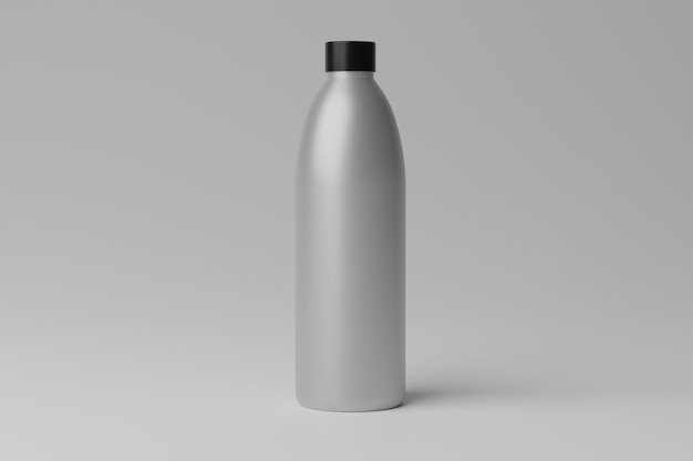 3D illustratie lege fles mockup op grijze achtergrond