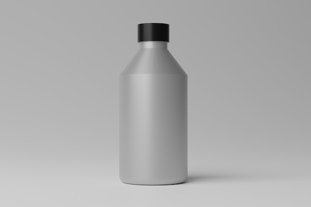 3D illustratie lege fles mockup op grijze achtergrond