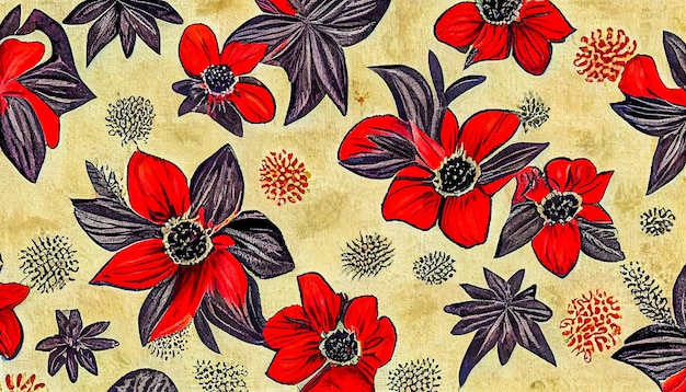 3D illustratie Liberty Flower Pattern Floral achtergrondontwerp voor mode-achtergronden