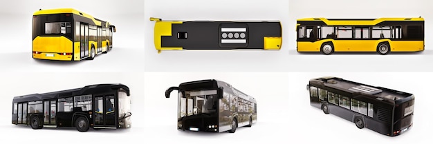 Foto 3d illustratie mediun stadsbus op een witte geïsoleerde achtergrond 3d-rendering