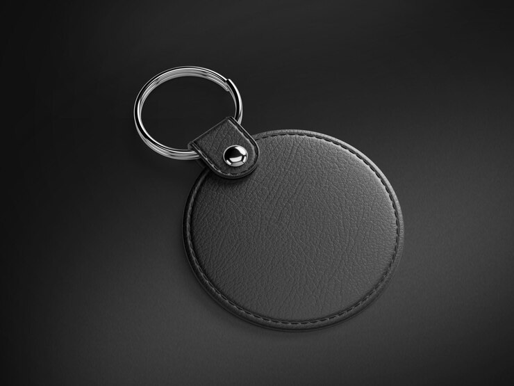 Foto 3d-illustratie mockup van de sleutelhanger geïsoleerd