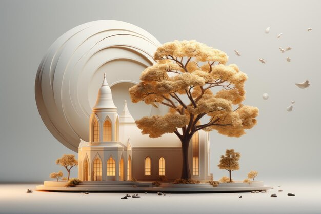 3D illustratie moskee op geïsoleerde achtergrond