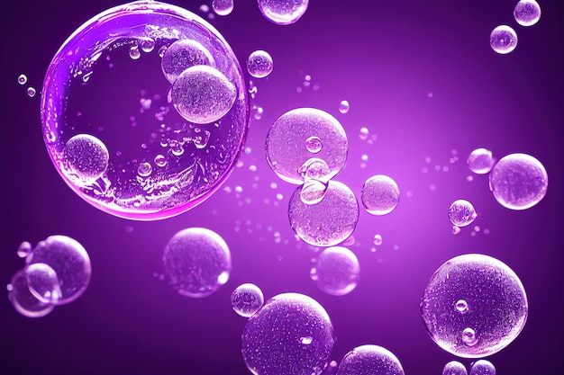 3D illustratie olie met bubbels op Violet achtergrond
