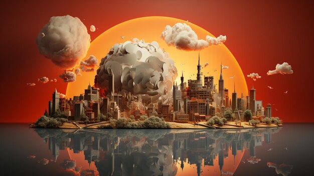 Foto 3d-illustratie over de opwarming van de aarde voor de achtergrond van de poster