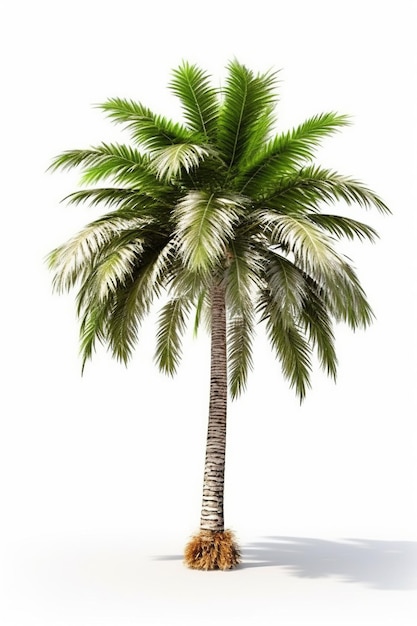 3d-illustratie palm en kokosnootboom geïsoleerd op witte achtergrond