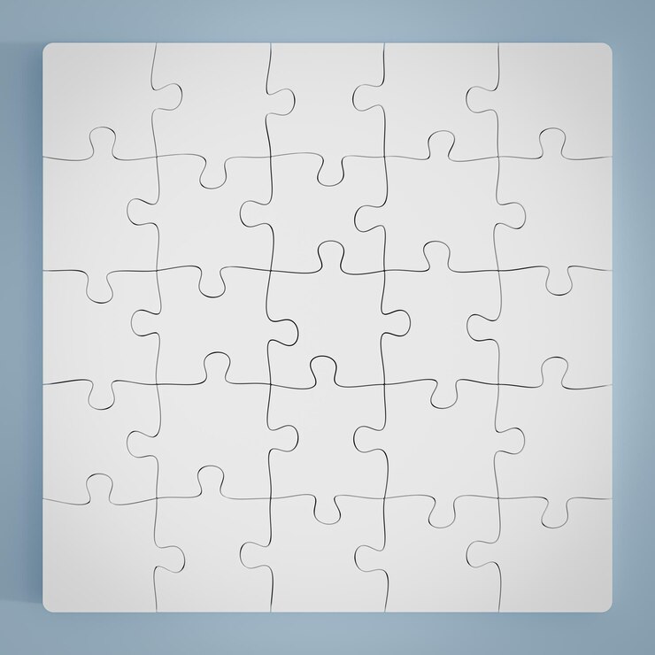 3D illustratie Puzzelstukjes geïsoleerd op een witte achtergrond 3D-rendering