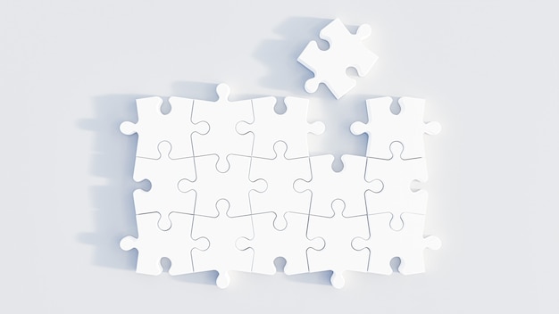 3D illustratie. Puzzelstukjes geïsoleerd op een witte achtergrond. 3D-weergave