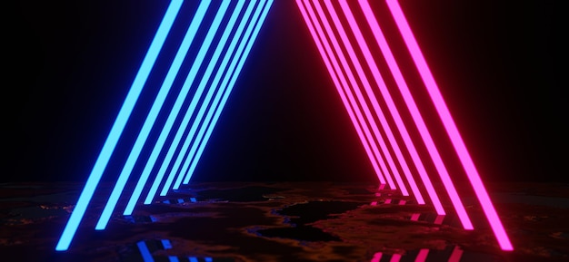 3d illustratie renderinggaming gamer achtergrond abstract behangcyberpunk stijl metaverse scifi spel neon gloed van podium scène voetstuk kamer