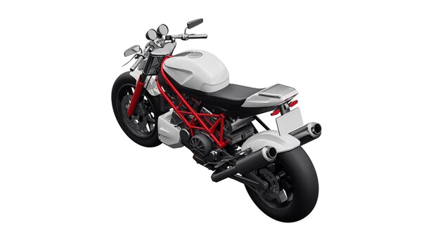 3D illustratie. Rode stedelijke sportmotorfiets op een witte achtergrond. 3D-rendering.