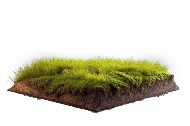 3D illustratie ronde bodem grond dwarsdoorsnede met aarde land en groen grasland isometrisch