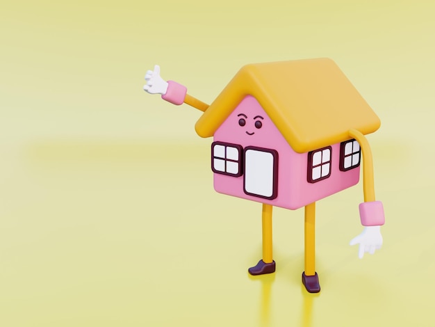 3D illustratie schattig karakterhuis