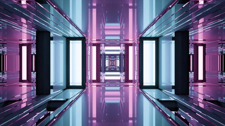 3d illustratie van 4K UHD-gang met futuristisch ontwerp