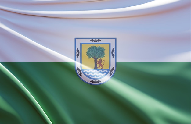 3d illustratie van antioquia vlag op golvende stof