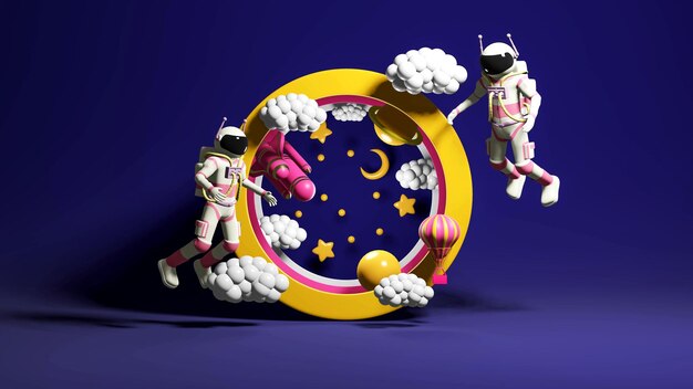 3d illustratie van astronaut die melkweg verkent