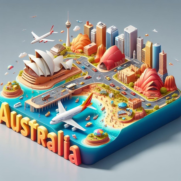 3D-illustratie van Australië