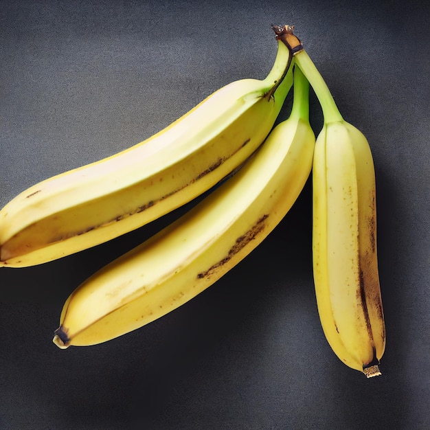 3d illustratie van banaanfruit op donkere realistische textuur als achtergrond en het in de schaduw stellen van studioverlichting mooie compositie