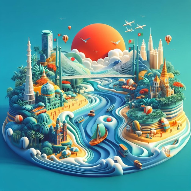 3D-illustratie van Bangladesh