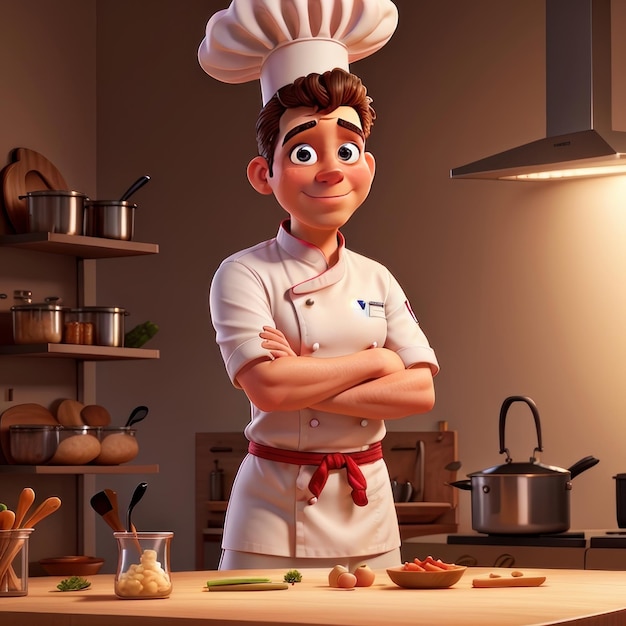 3D-illustratie van chef-kok generatieve AI