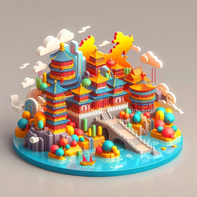 3D-illustratie van China