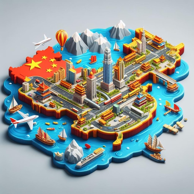 3D-illustratie van China