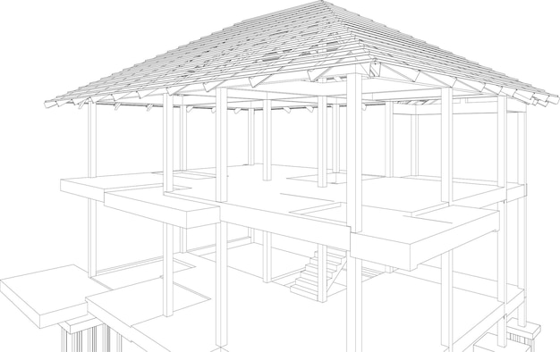 3D-illustratie van de bouwconstructie