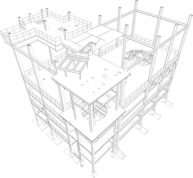 3D-illustratie van de bouwstructuur