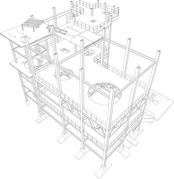 3D-illustratie van de bouwstructuur