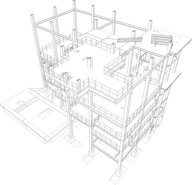 3D-illustratie van de bouwstructuur