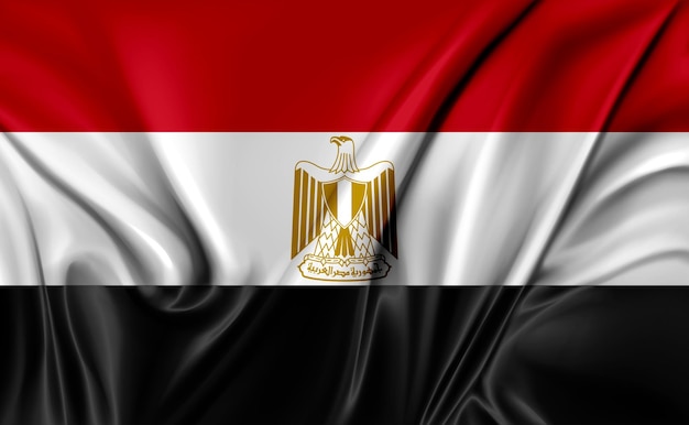 3D illustratie van de golvende textuur van de vlag van Egypte