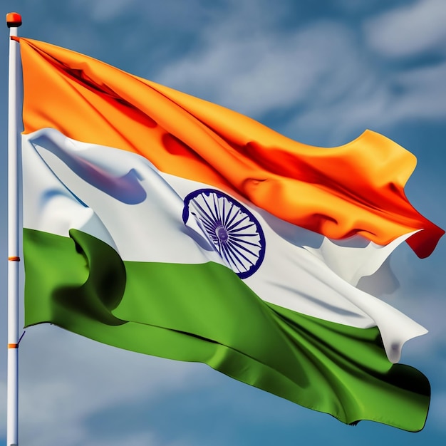 3D illustratie van de golvende textuur van de vlag van India