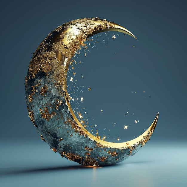 3D-illustratie van de gouden halve maan