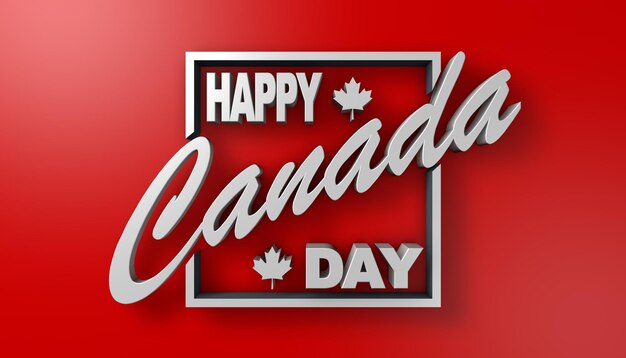 3D illustratie van de inscriptie Canada Day in de kleuren van de nationale vlag