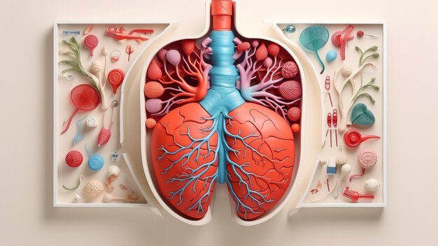 3D illustratie van de menselijke orgaansystemen Menselijke interne organen Anatomie Zenuwachtige bloedsomloop