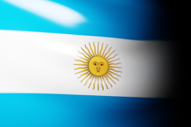 3D illustratie van de nationale wapperende vlag van Argentinië. Land symbool.