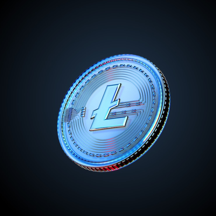 Foto 3d illustratie van digitale cryptocurrency litecoin