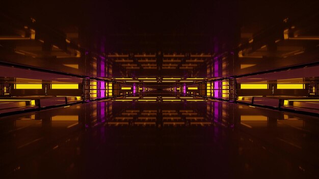 3d illustratie van donkergele 4K UHD futuristische tunnel