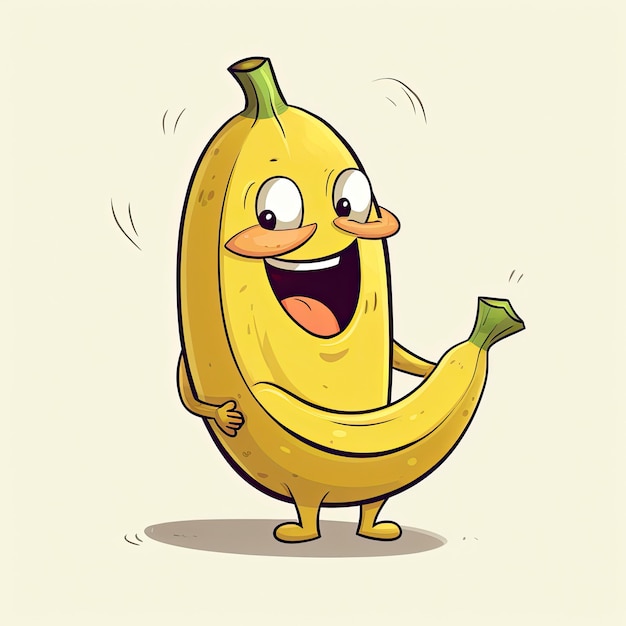 3D-illustratie van een bananenkarakter die in cartoon-stijl is getekend, gegenereerd door AI