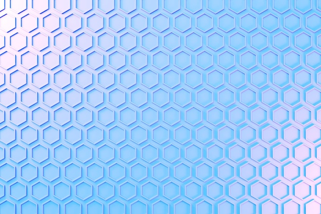 3d illustratie van een blauwe honingraatpatroon van eenvoudige geometrische hexagonale vormenmozaïekachtergrond