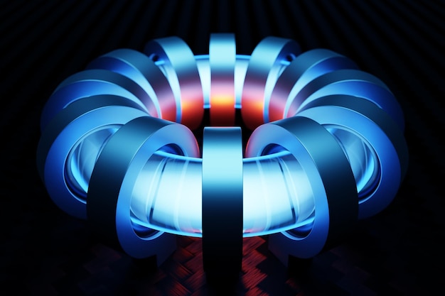 3D-illustratie van een blauwe kristallen torus Fantastische celEenvoudige geometrische vormen