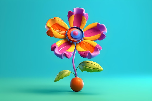 3D-illustratie van een bloem met een zaadje in het midden AI Generative