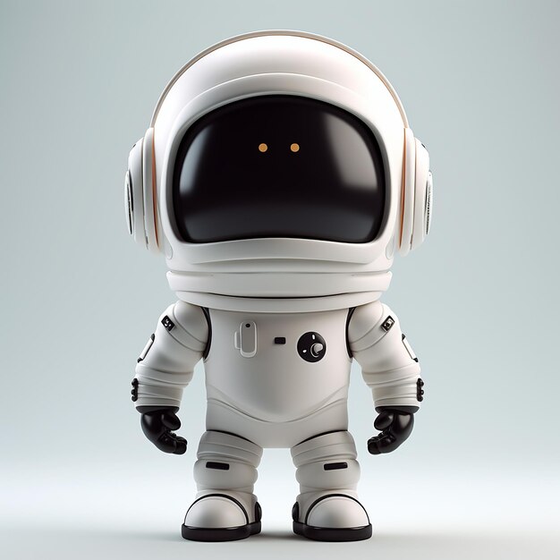 3D-illustratie van een cartoon astronaut in een wit astronaut pak geen gezicht zwarte helm