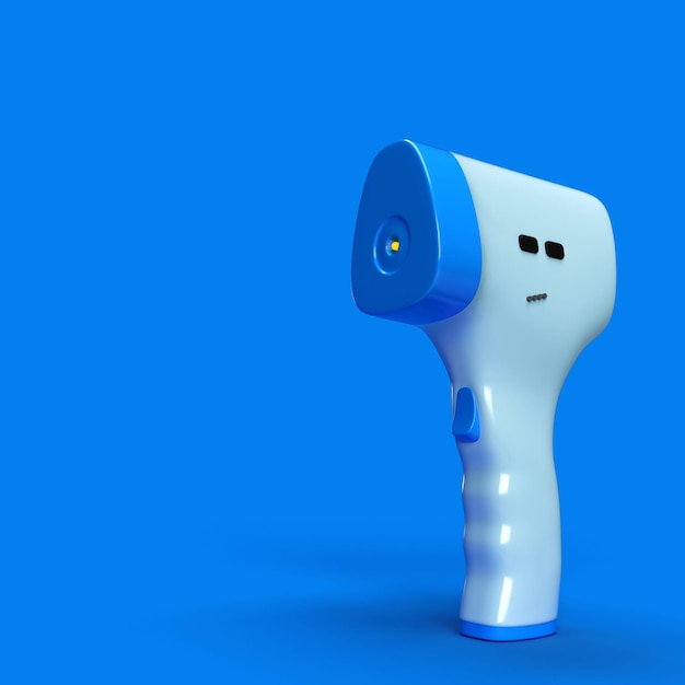 3D illustratie van een digitale thermometer op een blauwe achtergrond