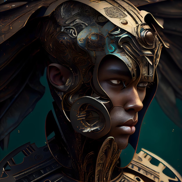 3D Illustratie van een Fantasy Fantasy Woman met Steampunk-kostuum