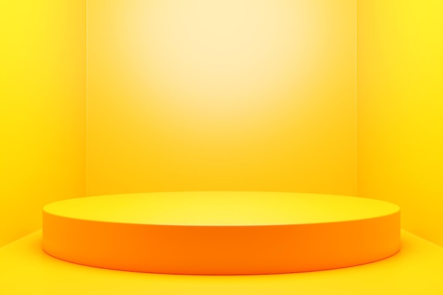 3d illustratie van een gele podium 3D-rendering Minimalisme geometrie background